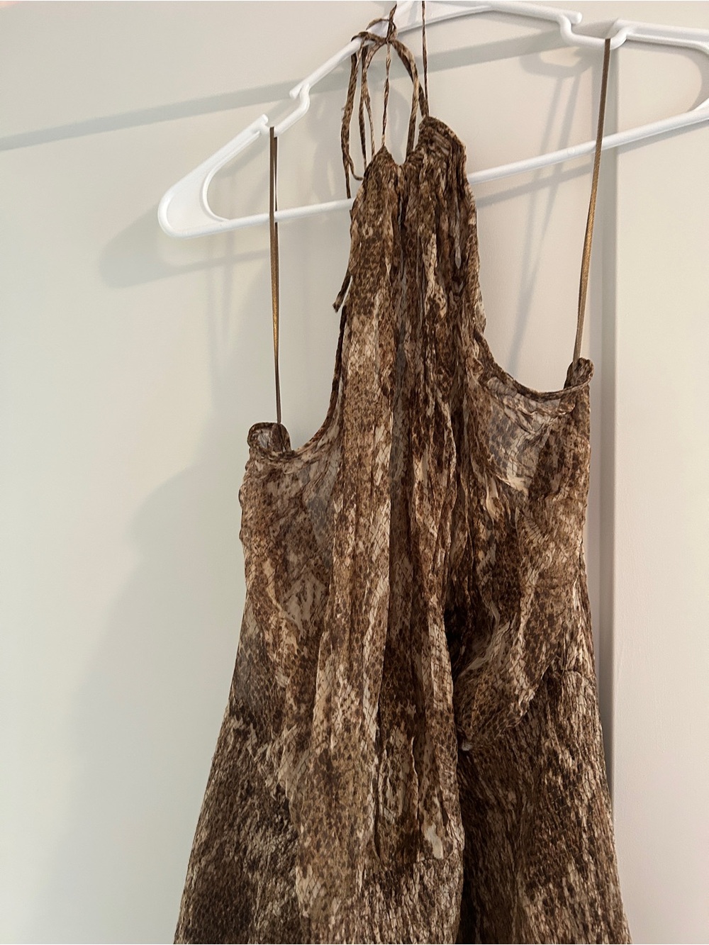 Zara Brown Snake Printed Halter Midi Dress - Picture 8 of 8